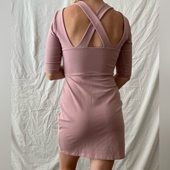 Revolve X Susana Monaco Open Criss Cross Back Pink Bodycon Mini Dress - Small - Picture 1 of 10